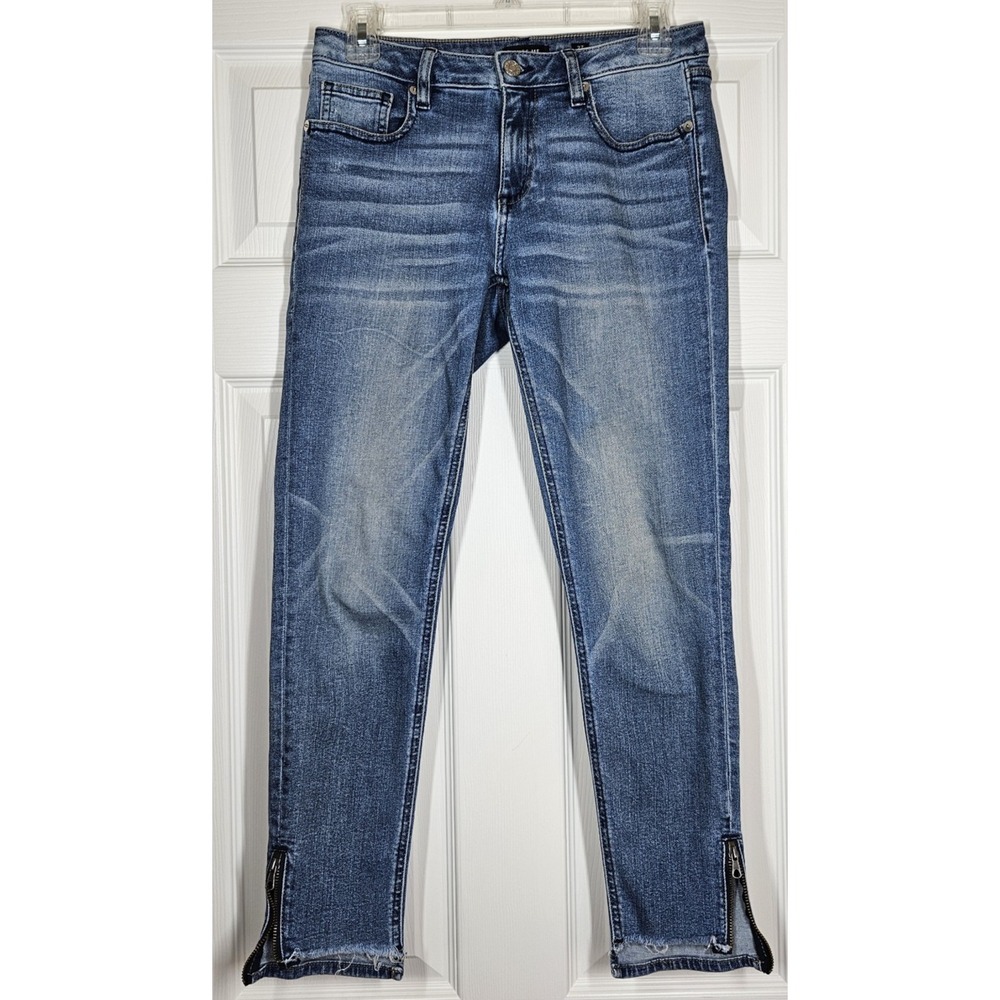 Miss Me Ankle Zip Skinny Jeans 27 Blue Whiskering Stretch 28x26 Casual Comfort - Picture 1 of 13